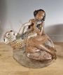 Goldscheider ceramic sculpture with girl and leopard