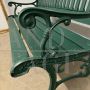 Liberty bench in cast iron and green lacquered wood, Italy early 1900s