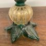 Cornucopia in emerald green artistic glass with gold dust, Italy 1950s