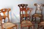 Set of six antique Tuscan country chairs in walnut and straw