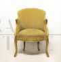 Early 19th century Empire armchair in gilded wood and ocher yellow velvet