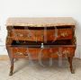 Antique Napoleon III French chest of drawers in precious wood with marble top