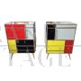 Pair of bedside tables in wood and glass in four colours