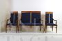 Liberty lounge with armchairs, sofa and coffee table in beech wood and blue velvet