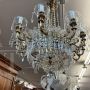 Large gilded bronze chandelier with crystals from the early 1900s