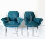 Pair of petrol blue 1950s armchairs in Gigi Radice style