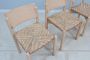 Set of 4 rustic vintage dining chairs with straw seats, 1970s