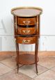 Antique French Napoleon III bedside cabinet with inlays and bronzes