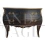 Baroque style dresser in black lacquered wood with golden top