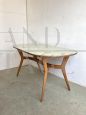 1950s Ico Parisi style table with marble effect glass top