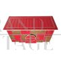 Sideboard in burgundy red glass with mirrored inserts and 2 illuminated doors