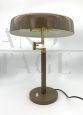 Directional reading lamp in brown lacquered brass, Italy 1940s