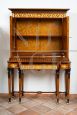 Antique sideboard or bookcase with rich inlays and bronze decorations