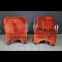 Pair of mid-century modern brick-coloured velvet armchairs, 1960s