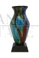 Polychrome glass vase with marble base