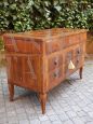 Antique Louis XVI chest of drawers veneered in walnut and threaded