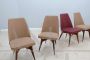 Set of 4 design chairs by Melchiorre Bega in wood and eco-leather, 1950s