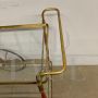 Cesare Lacca serving trolley in brass, glass and burgundy lacquered wood