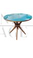 Round Ico Parisi table with teal glass top