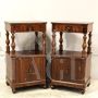 Pair of antique Louis Philippe bedside cabinets in walnut, 19th century Italy