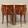 Pair of antique wavy and inlaid Napoleon III bedside tables