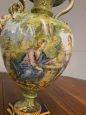 Antique large decorated Ginori vase with subject the Samaritan woman at the well