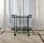 Vintage metal bar trolley with two glass tops, 1970s