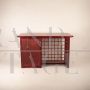 Vintage desk designed by Italo Gasparucci in burgundy-stained rattan and leather, 1970s