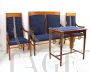 Liberty lounge with armchairs, sofa and coffee table in beech wood and blue velvet