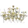 Rezzonico style boat chandelier in gold Murano glass with colored flowers