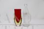 Small 1960s vase in red and yellow submerged Murano glass