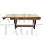 Extendable Art Deco style table in briar and parchment