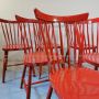 6 Thon vintage chairs in red wood