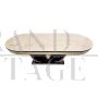 Oval table in natural parchment in Art Deco style