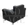 Pair of contemporary design armchairs in black leather