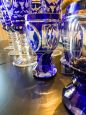 Set of 12 glasses and goblets in finely decorated blue Murano glass, Italy 1970s