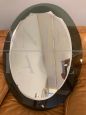 Vintage oval mirror with green smoked glass bottom, 1960s