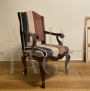 17th century armchair restored with striped velvet