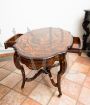 Napoleon III table with inlays in silver and precious exotic woods, 19th century