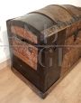 Antique rounded chest from the 19th century in wood and metal