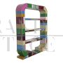 Art Deco style double-sided bookcase in multicolored Murano glass