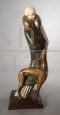 Woman with greyhound, chryselephantine sculpture signed Bertrand