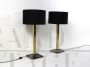 Pair of modern design lamps in brass and black marble