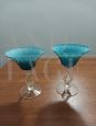 Pair of Florence bombonière glass vases from Empoli in light blue glass