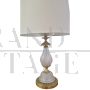 Table lamp in Murano glass and bronze with fabric lampshade