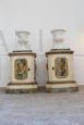 Pair of Capuani Este vases in white lacquered ceramic, Italy 1900s