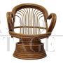 Vintage tilting and swivel armchair in bamboo and rattan