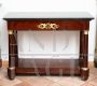 French Empire antique console in mahogany feather with black marble top