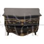 Baroque style dresser in black wood with gilt bronze decorations