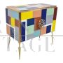 Design small sideboard with two colored glass doors